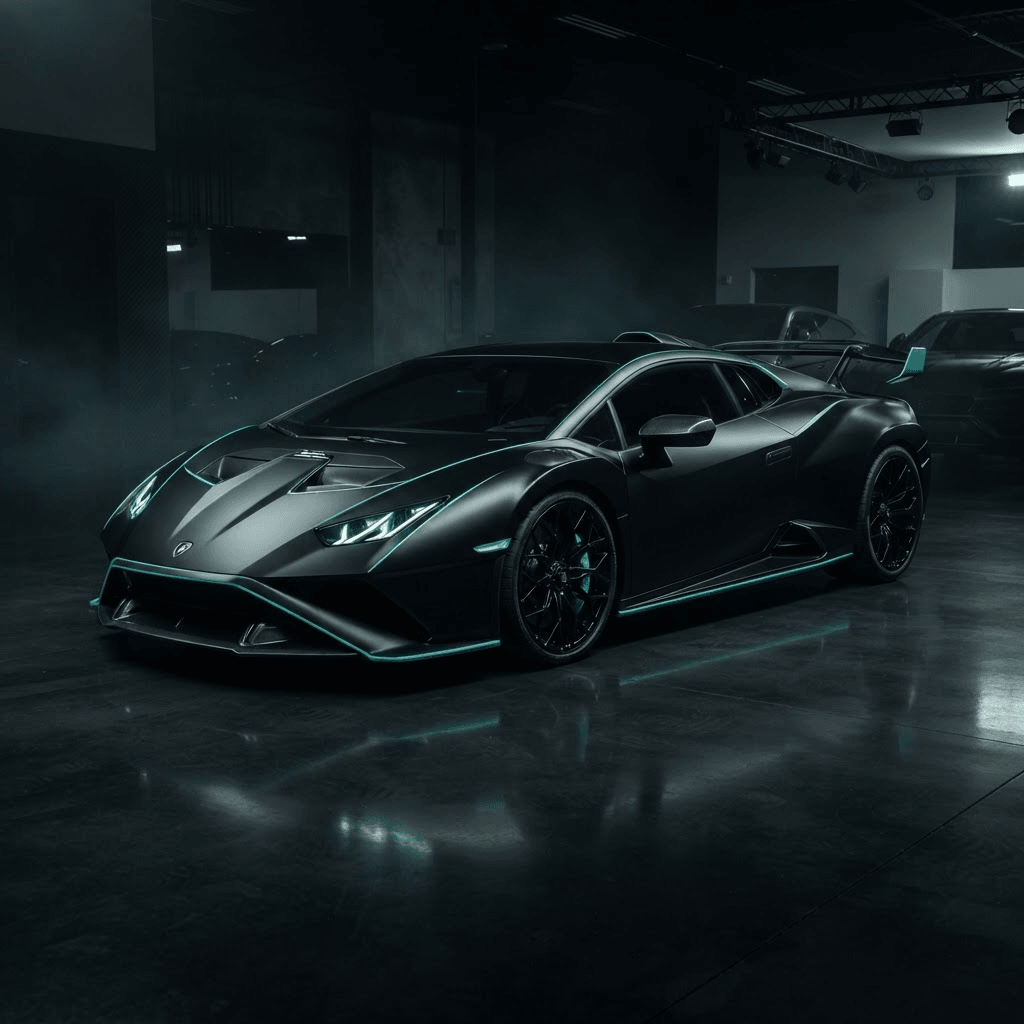 Matte black wrapped sports car in the Flawda Wraps Orlando studio